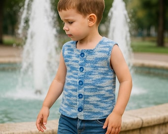 Baby Sweater Vest Knitting Pattern: Sleeveless Jacket Gilet (PDF Easy, 3-4 Years Old Size)