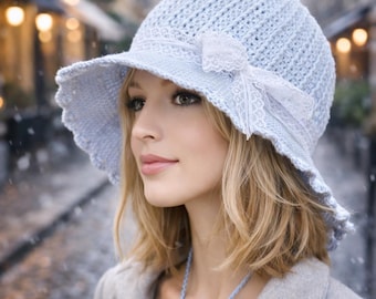 Crocheted Cloche Hat PDF Handmade Wide Brimmed Hat Pattern Fashion Hat Tutorials Crocheted Pattern Crochet Women's Hat Patterns