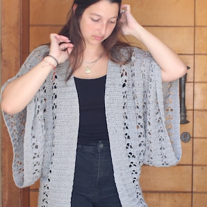 Crochet Kimono Pattern PDF Easy Summer Cardigan Crochet Pattern for Women Lightweight Boho Shrug, One Size Fits All Sweater Crochet Shrug