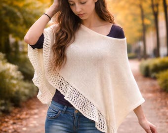 Patrón de poncho para mujer Patrón de tejido Patrón de poncho tejido Poncho para mujer Patrón de capa de poncho tejido a mano Patrón de poncho envolvente de lactancia
