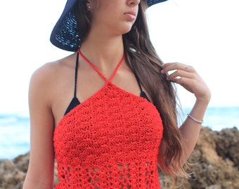 Gehaakte haltertop patroon kanten zomertop pdf-zelfstudie vrouwen gehaakte crop top gemakkelijk festival strandkleding patroon boho haltertop voor beginners
