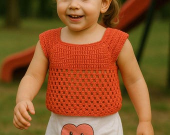 Crochet Toddler Top Pattern: Easy Sleeveless Cotton Shirt (PDF Pattern, 2-4 Years)