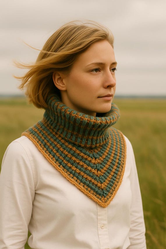 Crochet Cowl Pattern, Ribbed Neck Warmer, Pointed Front Cowl, FPdc BPdc Crochet Pattern, Adult Winter Accessory  PDF