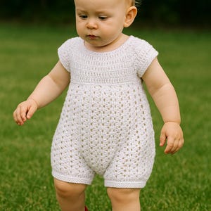 Baby Romper Crochet Pattern PDF Overall Shorties Pattern for Babies 6 to 18 Months Easy Baby Dungaree Tutorial Summer Baby Outfit Pattern image 4