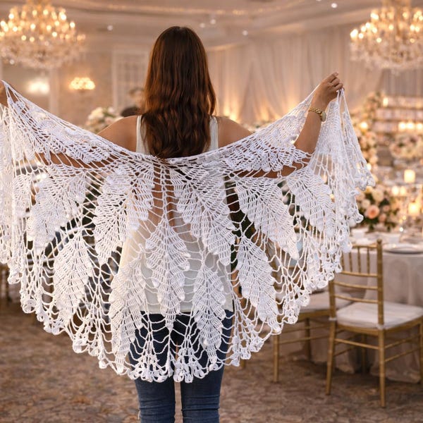 Gehaakte omslagdoek Patroon trouwsjaal Wikkelsjaals Trouwsjaal Haakpatroon gehaakte omslagdoek