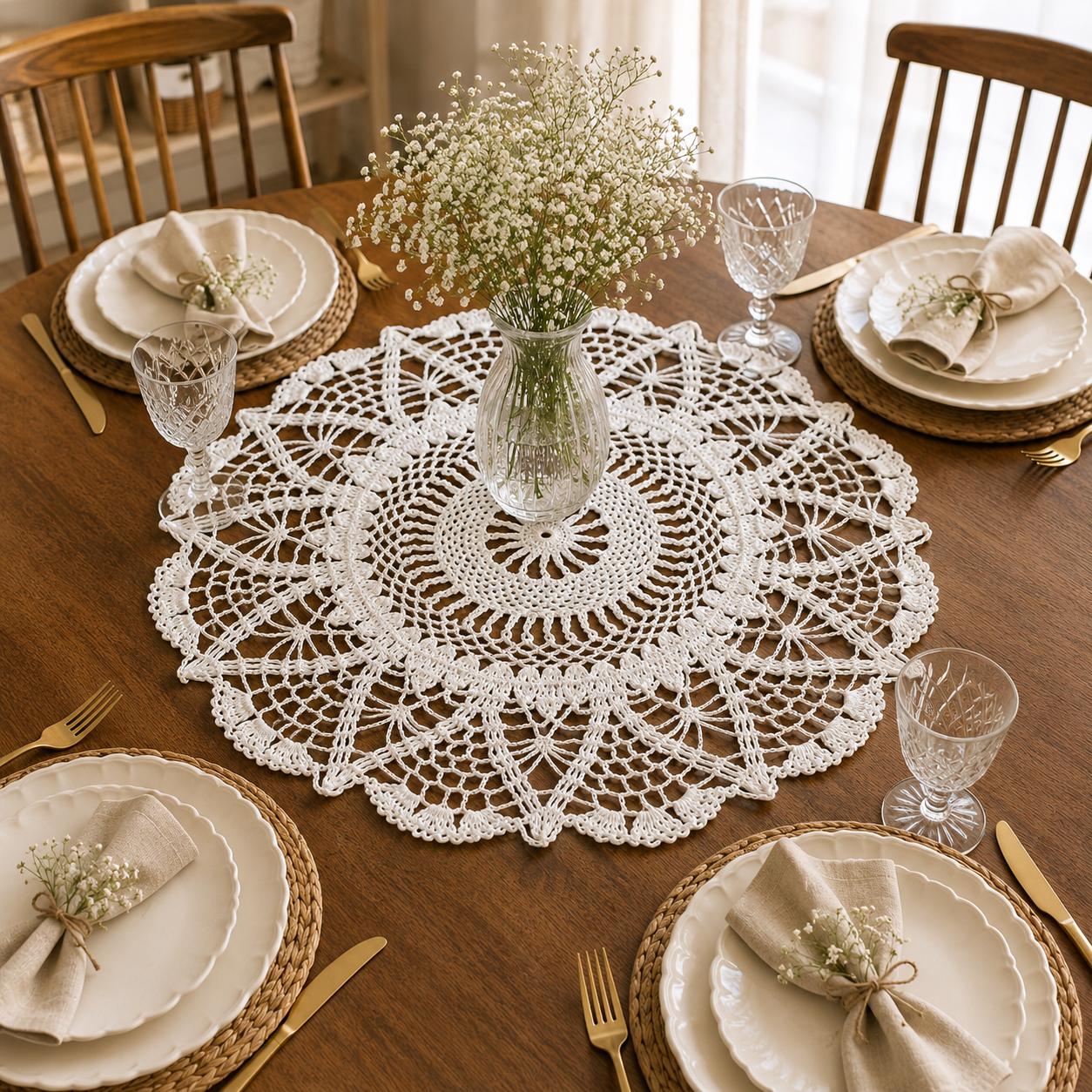 ボタニカルアソート ヴィンテージ　b265 Vintage Table Cloth Pattern Written Instructions Crochet Round