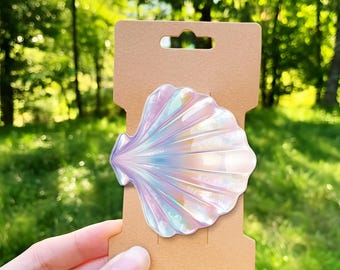 Iridescent Seashell Acrylic Hair Clip, Summer Beach Hair Claw Clip, Ocean Hair Accessory, Mermaid Aesthetic Gift for Women