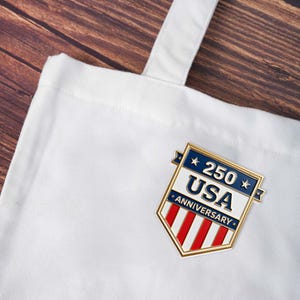 Acrylic Pin 250 America Shield USA Flag, Patriotic USA Pin, 1776-2026 Badge, 4th of July, Independence Day Gift