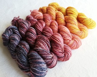 Hand Dyed Gradient Yarn Set,  "Stepping from the Coach" (Dyed to Order) Your Choice of Size and Yarn Base