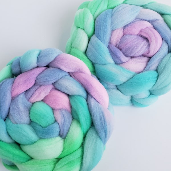 Hand Dyed Roving, Gradient / Multi Top for Spinning, Your Choice of Fibre Base and Size! -- "Pastel Unicorn" (Dyed to Order)
