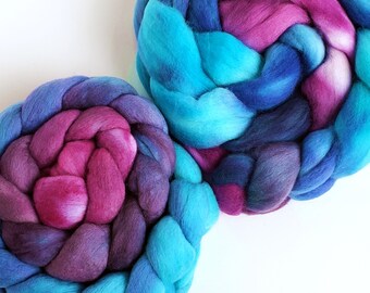 Hand Dyed Roving, Gradient / Multi Top for Spinning, Your Choice of Fibre Base and Size! -- "Whispering on the Terrace" (Dyed to Order)