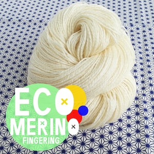 Undyed Eco Fingering Yarn, 100% Organic / Eco Superwash Merino Wool 2 ply -- 407yd / 115g -- MULTIPLES DISCOUNT