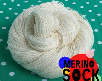 Undyed Sock Yarn, Superwash Merino & Nylon, Choose from 3ply, 4ply, or More Nylon, 425yd / 115g -- MULTIPLES DISCOUNT