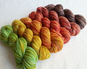Hand Dyed Gradient Yarn Set,  "Peeking through the Trees" (Dyed to Order) Your Choice of Size and Yarn Base