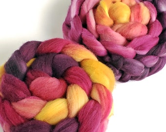 Hand Dyed Roving, Gradient / Multi Top for Spinning, Your Choice of Fibre Base and Size! -- "Stepping from the Coach" (Dyed to Order)