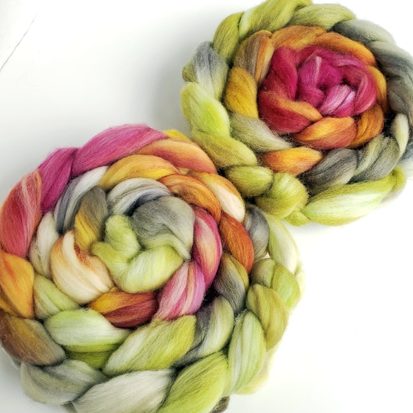 Hand Dyed Roving, Gradient / Multi Top for Spinning, Your Choice of Fibre Base and Size! -- "Reposing in the Parlour" (Dyed to Order)