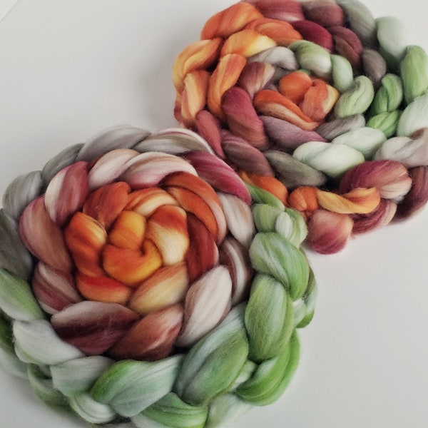 Hand Dyed Roving, Gradient / Multi Top for Spinning, Your Choice of Fibre Base and Size! -- "Arriving at a Conclusion" (Dyed to Order)