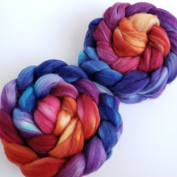 Hand Dyed Roving, Gradient / Multi Top for Spinning, Your Choice of Fibre Base and Size! -- "Gazing at the Heavens" (Dyed to Order)