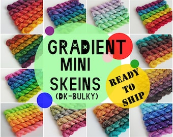 Ready to Ship! Gradient Mini Skein Sets (DK/Worsted/Bulky Wt.) -- Hand Dyed, Choose from 33 Availalable Colourways and Multiple Yarn Bases!