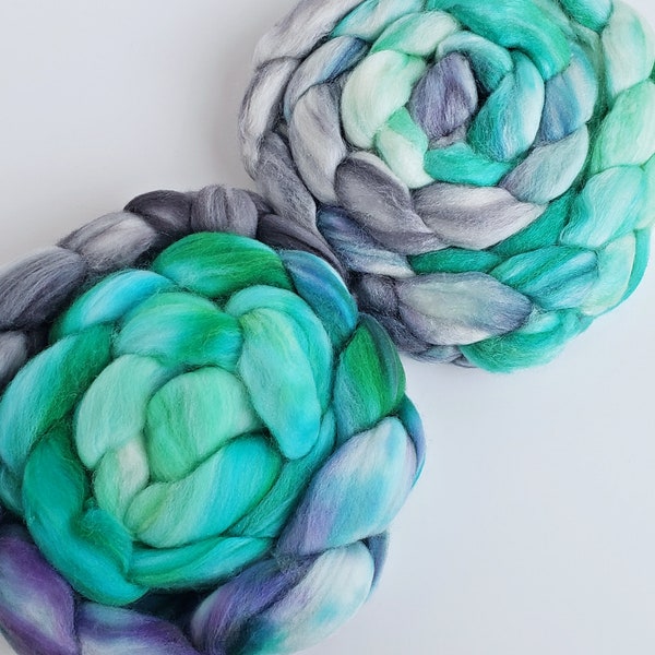 Hand Dyed Roving, Gradient / Multi Top for Spinning, Your Choice of Fibre Base and Size! -- "Flowing under the Ice" (Dyed to Order)