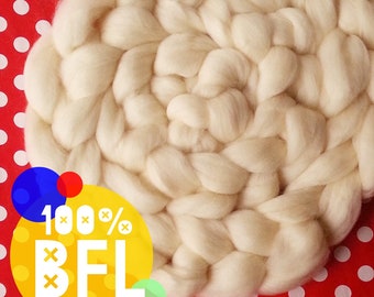 Undyed BFL Wool Roving, Combed Top / Spinning Fibre,  Available in Untreated ( Feltable ) or Superwash! - Multiples Discount up to 20% off!