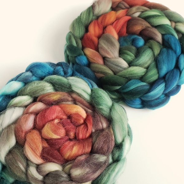 Hand Dyed Roving, Gradient / Multi Top for Spinning, Your Choice of Fibre Base and Size! -- "Floating on the Lake" (Dyed to Order)