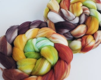 Hand Dyed Roving, Gradient / Multi Top for Spinning, Your Choice of Fibre Base and Size! -- "Peeking through the Trees" (Dyed to Order)