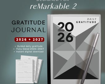 Diário de Gratidão Digital 2026–2027 para reMarkable 2 | Diário Diário de Reflexão Guiada, Afirmações e Reflexão Consciente (Download Digital)