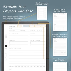 Project Planner for Kindle Scribe Colorsoft | Hyperlinked PDF Planner | Digital Project Management Planner | Instant Download image 2