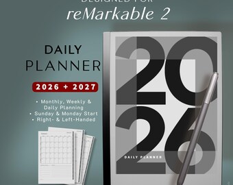 Planejador diário 2026 e 2027 para reMarkable 2 / Planejador digital para reMarkable 2 / Modelos para reMarkable 1 e 2