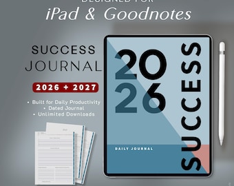 Diário de Sucesso Digital 2026–2027 para iPad | Diário de Conquistas | Planejador GoodNotes | Rastreador de Produtividade, Confiança e Mentalidade