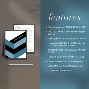 Project Planner for Kindle Scribe Colorsoft | Hyperlinked PDF Planner | Digital Project Management Planner | Instant Download image 11