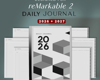 Conjunto de Diário Diário 2026–2027 para reMarkable 2 • Sistema de Diário Digital com Hiperlinks • Modelos de Tinta Eletrônica para Remarkable 2
