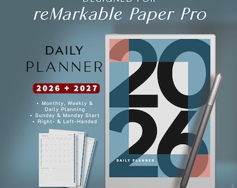 Planner giornaliero 2026 2027 per reMarkable Paper Pro • Planner digitale per reMarkable Paper Pro • Modelli per reMarkable Paper Pro