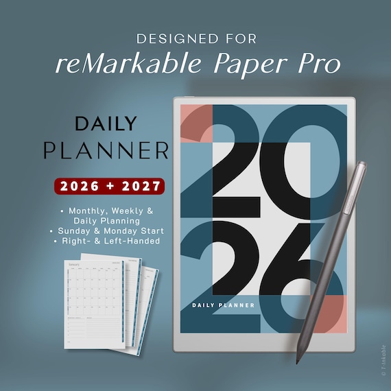 2026 2027 Daily Planner for reMarkable Paper Pro • Digital Planner for reMarkable Paper Pro • Templates for reMarkable Paper Pro