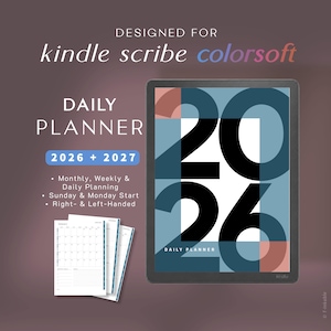 Digital Planner for Kindle Scribe Colorsoft 2026–2027 | Hyperlinked PDF Planner | Daily Weekly Monthly Planner | Kindle Scribe Template