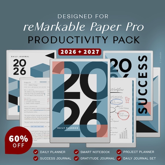 reMarkable Planner 2026 2027 Bundle | Productivity System with Daily Planner, Project Planner, Notebook & Journals