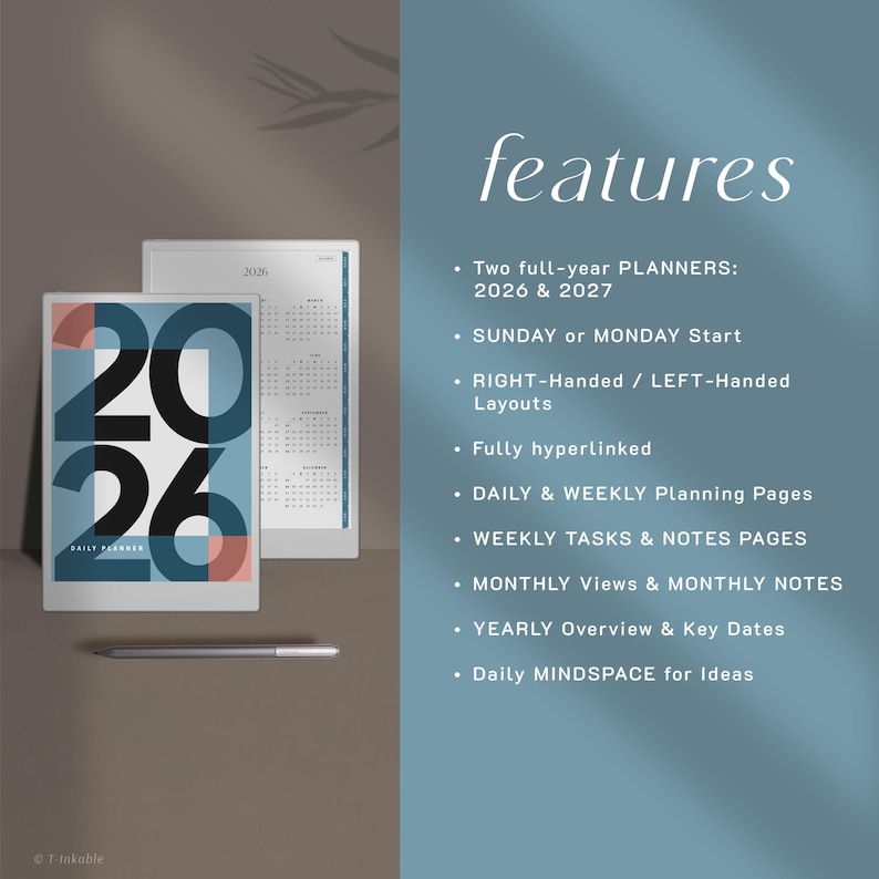 2026 2027 Daily Planner for reMarkable Paper Pro • Digital Planner for reMarkable Paper Pro • Templates for reMarkable Paper Pro image 12