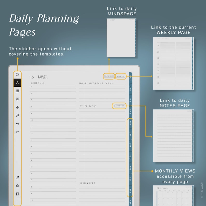 2026 2027 Daily Planner for reMarkable Paper Pro • Digital Planner for reMarkable Paper Pro • Templates for reMarkable Paper Pro image 2