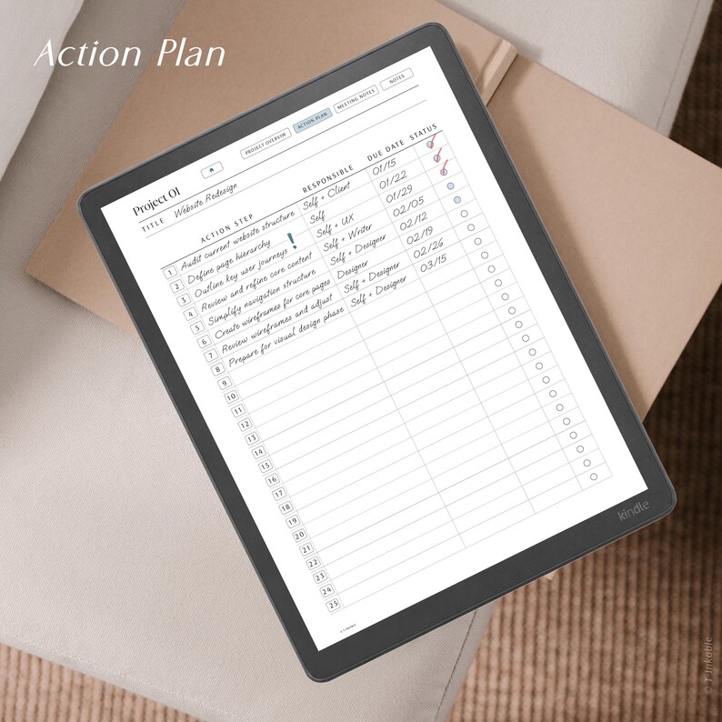 Project Planner for Kindle Scribe Colorsoft | Hyperlinked PDF Planner | Digital Project Management Planner | Instant Download image 8