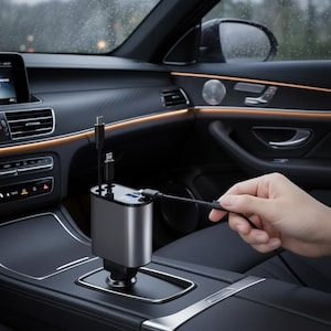 120W Retractable 4-in-1 Car Charger with Dual Type-C Cables