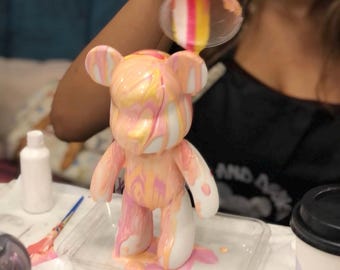 Kit de pintura DIY Drip Bear – Brinquedo de arte divertido com chaveiro incluso