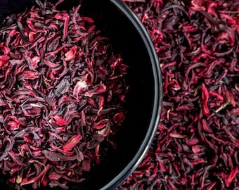 Organic Dried Hibiscus Leaves | Herbal Tea, Zobo Drink, Superfood | 25–500pcs 100g Bundles