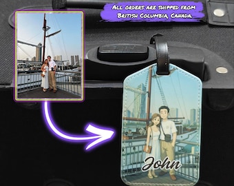 Ghibli Style Couple Personalized Luggage Tag – Custom Anime Portrait Travel Bag Tag