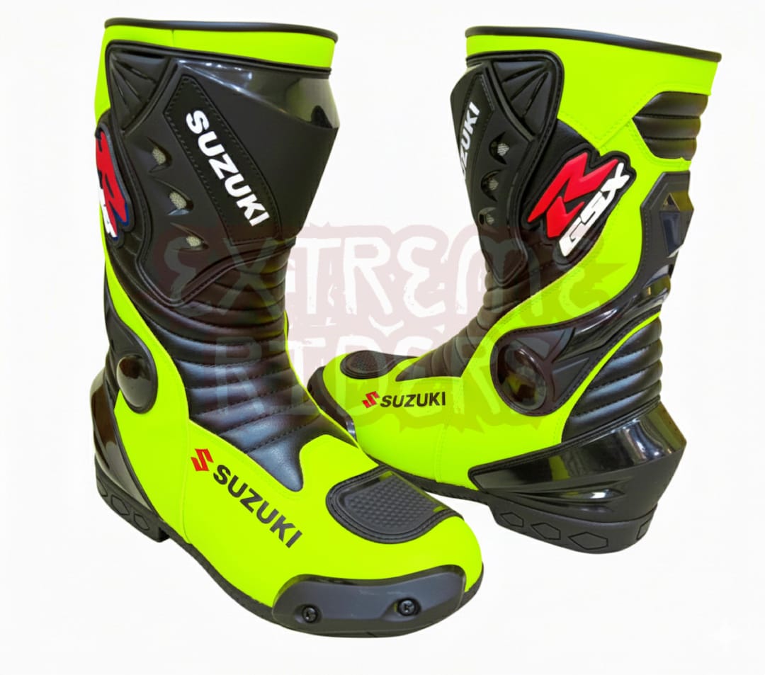 Suzuki GSXR Motorcycle Boots Bikers Motorbike Leather Street