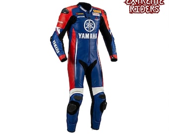 Yamaha Motorbike Men Suit: Motorcycle Leather Custom Biker Racing Suit Men's