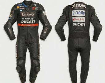 Ducati Motorcycle Suit – CE Armored Black Racing Leather Riding Suit for Men