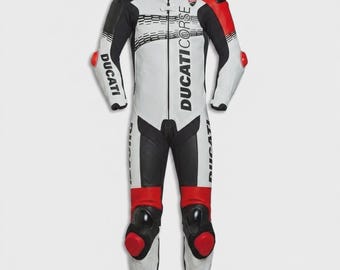 Ducati Motorcycle Suit – CE Armored White Motorbike suit