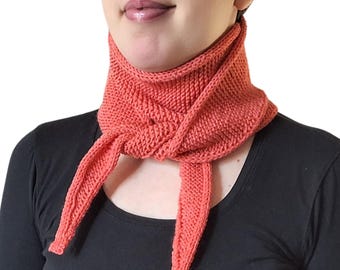 Coral Pink Knit Neck Scarf - Sophie Neck Warmer - Cozy Minimal Neck Scarf - Soft Warm Cowl