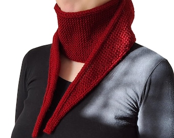 Burgundy Knit Scarf Neck Tie • Burgundy Skinny Neck Warmer • Handmade Gift